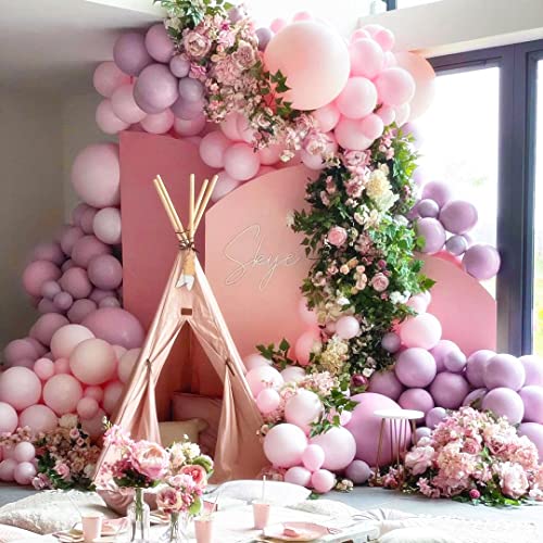 Double Stuffed Lilac Pink Balloon Arch Kit Macaron Pink Lavender Latex Balloon Garland Kit Baby Pink Balloons For Pink Theme Birthday Engagement bachelorette Garden Party Bridal Shower Decorations