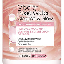 Load image into Gallery viewer, Garnier Micellar Rose Cleansing Water For Dull Skin 700ml, Glow Boosting Cleanser &amp; Makeup Remover, Recognised By The British Skin Foundation, Use With Reusable Micellar Eco Pads
