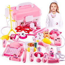 Load image into Gallery viewer, HERSITY Kids Doctors Kit Toy Medical Playset Nurses Costume Role Play Dentist Set with Carry Case Gifts for 3 4 5 6 Years Old Girls
