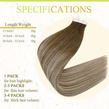 Load image into Gallery viewer, Easyouth Real Hair Tape in Hair Extensions Balayage Human Hair Tape in Extensions 14 Inch 40g 20Pcs Brown to Medium Blonde Tape Hair
