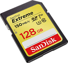 Load image into Gallery viewer, SanDisk Extreme 128 GB SDXC Memory Card, Up to 150 MB/s, Class 10, U3, V30

