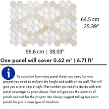 Load image into Gallery viewer, Modern 3D Honeycomb Hexagon Tile Effect Wall Panels with Glitter - Set 16 Panels - 9.92 sqm | 107.36 Sqf - Interior Kitchen Splashback and Bathroom PVC Plastic Cladding Sheets in Beige Cream Caramel

