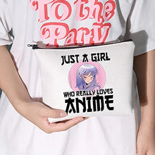 Load image into Gallery viewer, LEVLO Anime Fans Make up Bag Anime Lover Gift Just A Girl Who Really Loves Anime Cosmetic Make up Bag For Women Girls, Loves Anime,
