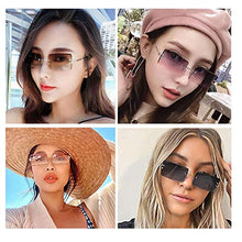 Load image into Gallery viewer, Rectangle Sunglasses Women Retro Square Men Rimless Eyewear Vintage Trendy Small Glasses Metal Frames Tinted Lens (rectangle 1)
