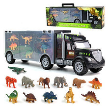 Load image into Gallery viewer, Dinosaur Toys Truck Transport Carrier Truck Toys with Dinosaur Toys Animals Toys 12 Pcs Double Inside Storage Set Birthday Easter Gift for Kids Boys Girls 3 Years Old
