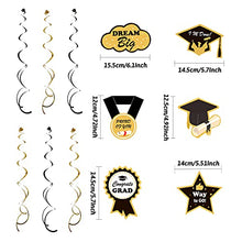 Load image into Gallery viewer, Zerodeco Graduation Party Supplies 2022, Black and Gold Graduation Decorations Congrats Grad Banner, Hanging Swirls, Paper Pompoms, Sash, Balloons, Foil Curtain, Paper Tassel for Grad Decorations
