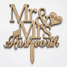 Load image into Gallery viewer, My Pretty Little Gifts Personalised Oak Wooden Wedding/Anniversary Cake Topper/Perfect for a Wedding or Anniversary Party Decoration
