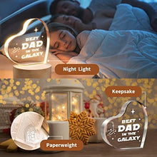 Load image into Gallery viewer, Dad Birthday Gifts, Night Light Dad Gifts, Bedside Lamp with Wooden Base Daddy Presents, Fathers Day Christmas Gifts for Dad from Daughter Son - Best dad in The Galaxy
