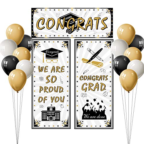 TUPARKA 2022 Graduation Banner with 15Pcs Graduation Party Balloons, Congrats Banner Grad Backdrop for Graduation Party Decorations 2022