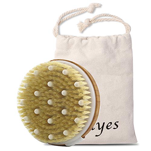 Ithyes Dry Brushing Body Brush Exfoliating Brush Natural Bristle bath Brush for Remove Dead Skin Toxins Cellulite,Treatment,Improves Lymphatic Functions,Exfoliates,Stimulates Blood Circulation
