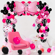 Load image into Gallery viewer, Mini Mouse Balloon Garland Arch Kit Light Pink Rose Red Black Bot Latex Balloons Confetti Balloon Bow Heart Love Foil Balloons Set for Baby Shower Decorations Birthday Party Supplies
