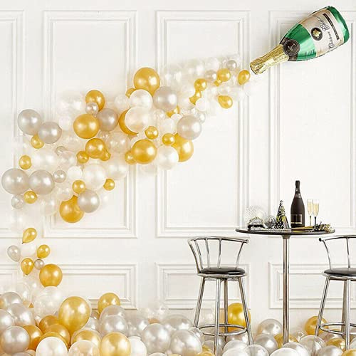 Champagne Balloon Arch Garland Decoration Kit, 40-Inch Giant And Golden Confetti Balloons, Bar Party Oktoberfest New Year Wedding Birthday Graduation Party Favors And Decoration Supplies