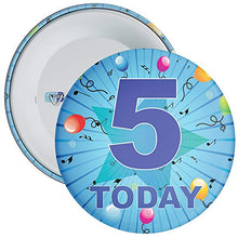 Load image into Gallery viewer, Blue 5th Birthday Badge in a choice of sizes (59mm)
