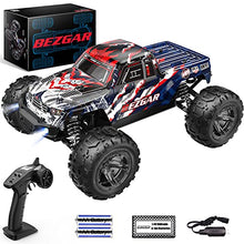 Load image into Gallery viewer, BEZGAR 7 Hobbyist Grade 1:16 Scale Remote Control Truck, 4WD High Speed 42 Km/h All Terrains Electric Toy Off Road RC Monster Vehicle Car Crawler with Rechargeable Batteries for Kids and Adults
