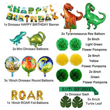 Load image into Gallery viewer, Dinosaur Party Supplies - 70 pcs for Birthday Decorations Dino Party Decorations for kids dinosaur party favors Dinosaur party balloons Dinosaur Cake Topper jungle Latex Balloons with Pump tattoo
