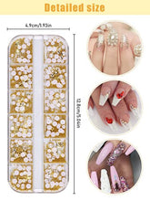 Load image into Gallery viewer, EBANKU 6 Boxes 3D Mix-shape Nail Art Diamonds Rhinestones | Nail pearl Crystals Beads, Big Gem Nail Jewels Studs Metal Rivets for DIY Design Nail Art Decorations
