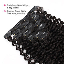 Load image into Gallery viewer, AmazingBeauty Double Weft Clip In Human Hair Extensions 3B 3C Afro Jerry Curl 8A Grade Thick 100% Remy Hair Natural Black 10-22inch 7 Pieces with 18 Clips 120g/4.2oz per Set Fit For Full Head 22 inch
