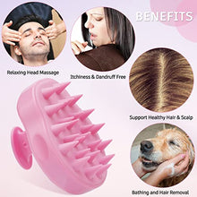 Load image into Gallery viewer, FREATECH Scalp Massager Shampoo Brush with Soft &amp; Flexible Silicone Bristles for Hair Care and Head Relaxation, Ergonomic Scalp Scrubber/Exfoliator for Dandruff Removal and Hair Growth, Pink
