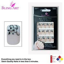 Load image into Gallery viewer, Bling Art False Nails French Manicure White Flower Tips 24 Full Cover Medium UK

