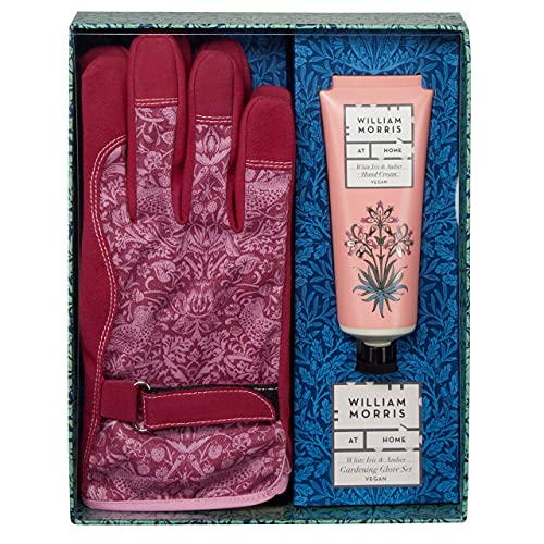 William Morris At Home Dove & Rose Gardener Gift Gardening Gloves Set with Daily Hand Cream, 100ml