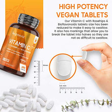 Load image into Gallery viewer, Vitamin C Tablets 1000mg with Rosehip &amp; Bioflavonoids - 180 High Strength VIT C Tablets (6 Month Supply) - Vitamin C Supplement for Immune Health - Gluten Free &amp; Vegan Ascorbic Acid - Made in The UK
