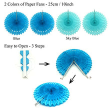 Load image into Gallery viewer, Recosis Birthday Party Decorations, Blue Party Decorations for Boy Men, Happy Birthday Banner, Curtains, Paper Pompoms and Fans, Garland, Confetti Balloons for Birthday Party Decorations
