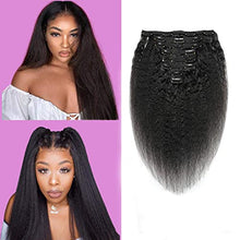 Load image into Gallery viewer, Kinky Straight Clip In Human Hair Extensions 10 inch/120g Coarse Yaki Natural Human Hair Clip Ins 8pcs/set for Black Women Natural Color (10 inch)

