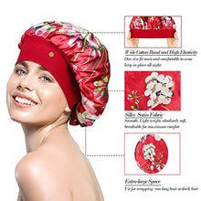 Load image into Gallery viewer, 4 Pieces Wide Band Satin Cap Sleep Bonnet Soft Night Sleep Hat Hair Loss Cap Salon Bonnet for Women, 4 Colours
