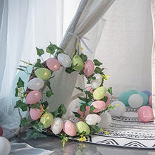 Load image into Gallery viewer, Vanthylit Easter Wreath with Lights 30cm Easter Egg Wreath for Front Door Battery Operated Spring Wreath with Rattan Twigs Ivy Vines for Window Wall Home Party Easter Decoration

