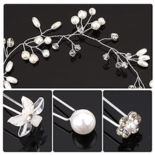 Load image into Gallery viewer, 30 pcs Crystal Flower Hair Pin and 1 Pearl Crystal Headband Bridal Flower Crystal Rhinestone U Shaped Hair Pins Wedding Hair Accessories Pearl Flower Hairpins Accessory Everyday Wear Women Girls
