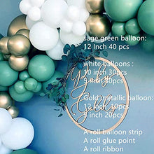 Load image into Gallery viewer, Sage Green White Gold Balloons Garland Kit Sage Green 130Pcs Metallic Latex Gold Balloon Kit for Jungle Baby Boy Shower Birthday Holiday Party Decoration
