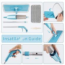 Load image into Gallery viewer, Spray Floor Mop, PAPCLEAN Microfibre Spray Mop with 3 Reusable Pads and 410ML Refillable Bottle, 360 Degree Spin Mop Suitable for Hardwood, Marble, Tile, Laminate, or Ceramic Floors - Cyan Blue
