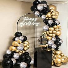 Load image into Gallery viewer, Balloon Arch Kit, Black and Gold Balloons , 100 PCS Balloon Arch Garland Kit,Metal Balloons for Christmas Decorations Birthday Wedding Anniversary Party Graduation
