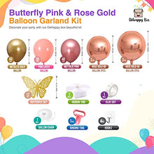 Load image into Gallery viewer, Balloon Arch Kit Garland 134pcs Shiny Metallic Rose Gold Pink 4D Foil Balloons with Butterfly Stickers for Birthday Decorations Wedding Anniversary Baby &amp; Bridal Shower Valentine Party Mother&#39;s Day
