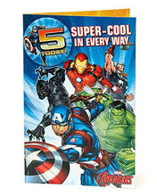 Load image into Gallery viewer, Superhero 5th Birthday Card, Marvel Avengers Boys Birthday Card, 5th Birthday Boy&#39;s Marvel Card
