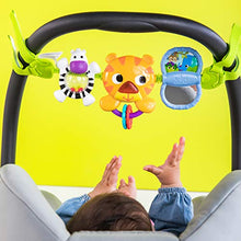 Load image into Gallery viewer, Bright Starts, Take Along Musical Carrier Activity Toy Bar, 4 Melodies, Ball Rattle, Self Discovery Mirror, Bead Chaser, Jungle Themed Baby Toys, Clip on Pram &amp; Pushchair, Ages Newborn +, Multi-Colour
