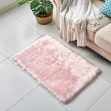 Load image into Gallery viewer, Faux Sheepskin Rug ，Rectangular,Fur Faux Fleece Fluffy Area Rugs Anti-Skid Yoga Carpet for Living Room Bedroom Sofa Floor Rugs (Pink, 23.6 x 35.4 inch)
