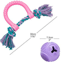 Load image into Gallery viewer, Amazon Brand - Umi Pack of 2 Gift Toys for Puppies &amp; Dogs, U-shaped Double Knot Rope and Rubber Spiny Ball Dental Chew Dog Toy Value Pack
