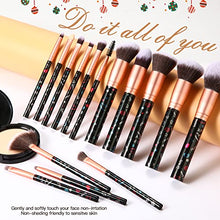 Load image into Gallery viewer, Makeup Brushes DUAIU 15Pcs Makeup Brush Set Premium Synthetic Bristles for Foundation Makeup Blusher Concealer Lip Eye Make Up Brush Set With Unique Snowflake Heart Luck Land Brush Handle
