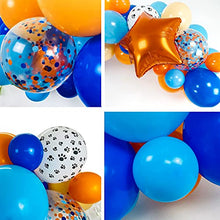 Load image into Gallery viewer, Sheepdog Party Balloon Garland &amp; Arch Kit, Blue Orange Blush Paw Latex Balloons Confetti Balloon Foil Balloon Strip Set for Bluey Theme Kids Dog Birthday Party Decorations
