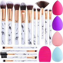 Load image into Gallery viewer, Makeup Brushes DUAIU 15PCs Marble Makeup Brush Set Premium Synthetic Kabuki Powder Blush Contour Foundation Concealer Eyeshadow Brushes with Makeup Sponge and Cleaner Brush Egg
