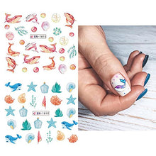 Load image into Gallery viewer, Firot Summer Ocean Nail Stickers Nail Art Water Transfer Decals Summer Nail Art Supplies Ocean Design Sticker Acrylic Nails Mixed Shapes Nail Ocean Shell Starfish Sea Animals 12 Sheets
