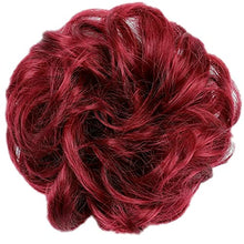 Load image into Gallery viewer, Curly Messy Hairpiece Hair Bun Maker Scrunchie Updo Wig Natural Extension Hijab Volumising (Red)
