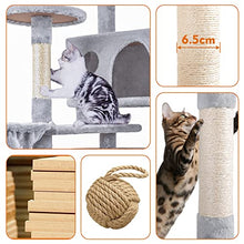 Load image into Gallery viewer, HOMIDEC Cat Tree, 151cm Cat Scratching Post Stable Cat Tower for Large Cat, Activity Centre Cat Climbing Tree with 2 Cat House, Hammock, 4 Sisal Posts, Ladder, and Rest Place for Indoor Cat
