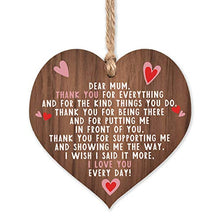 Load image into Gallery viewer, A present for mum | I love you mum present gifts | best mum ever in the world | handmade plaque presents | heart wooden hanging plaques | mother from daughter thank you | christmas
