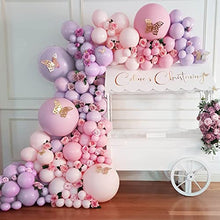 Load image into Gallery viewer, Balloon Garland Arch Kit, 170Pcs Macaron Balloon Garland Kit Including Purple, Pink, Orange Latex balloons, Balloon Garland Backdrop for Baby Shower,Birthday Party,Jungle Safari Party Decoration.
