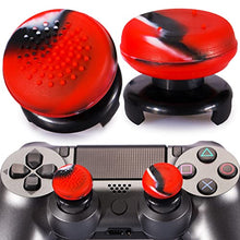 Load image into Gallery viewer, Playrealm FPS Thumbstick Extender &amp; 3D Texture Rubber Silicone Grip Cover 2 Sets for PS5 Dualsenese &amp; PS4 Controller (Camouflage Red)
