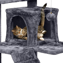 Load image into Gallery viewer, Yaheetech 138.5cm Cat Tree Tower Scratching Posts Multilevel Cat Climbing House with Condos &amp; Ladder Cat Activity Centre for Indoor Cats, Dark Grey
