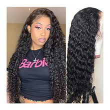 Load image into Gallery viewer, wigs 30 Inch Deep Wave Frontal Wig Transparent Lace 13x4 Curly Human Hair Wigs for Black Women 150% Density Water Wave Lace Front Wig Closure Bob for daily party
