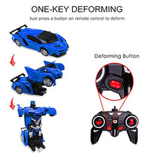 Load image into Gallery viewer, Pup Go 2 in 1 Transforming Remote Control Car, One-Click Deformation Robot RC Car Toys for Kids Age 3 4 5 6+ Year Old, Rechargeable 360° Rotation with Light, Birthday Gifts for Boys (Blue)
